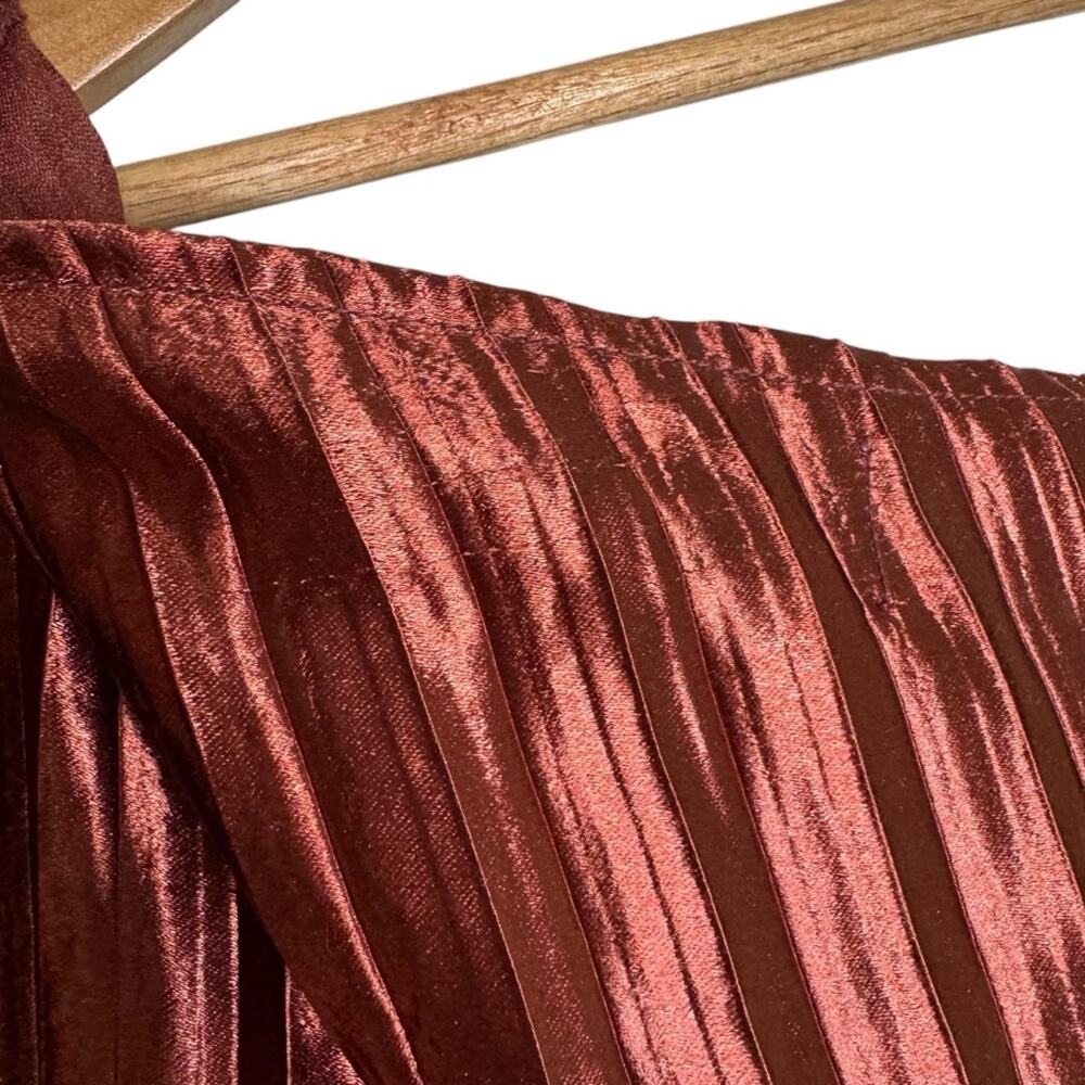 Anthropologie Guapa Pleated Satin One-Shoulder Mini Dress Bronze Size 6 New - Picture 8 of 13